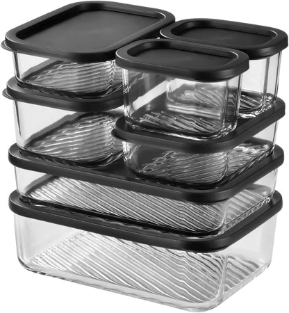 Glass Meal Prep Containers with Grooved Base, 12 Stackable BPA Free Glass Storage Containers with Lids for Lunch, Pantry, and Kitchen - Microwave, Dishwasher Freezer & Oven Safe - Sage