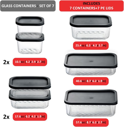 Glass Meal Prep Containers with Grooved Base, 12 Stackable BPA Free Glass Storage Containers with Lids for Lunch, Pantry, and Kitchen - Microwave, Dishwasher Freezer & Oven Safe - Sage