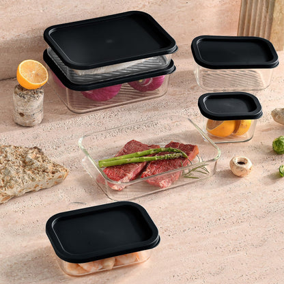 Glass Meal Prep Containers with Grooved Base, 12 Stackable BPA Free Glass Storage Containers with Lids for Lunch, Pantry, and Kitchen - Microwave, Dishwasher Freezer & Oven Safe - Sage
