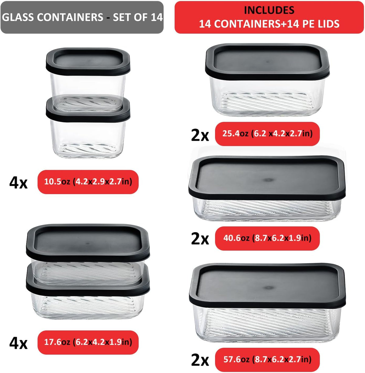 Glass Meal Prep Containers with Grooved Base, 12 Stackable BPA Free Glass Storage Containers with Lids for Lunch, Pantry, and Kitchen - Microwave, Dishwasher Freezer & Oven Safe - Sage