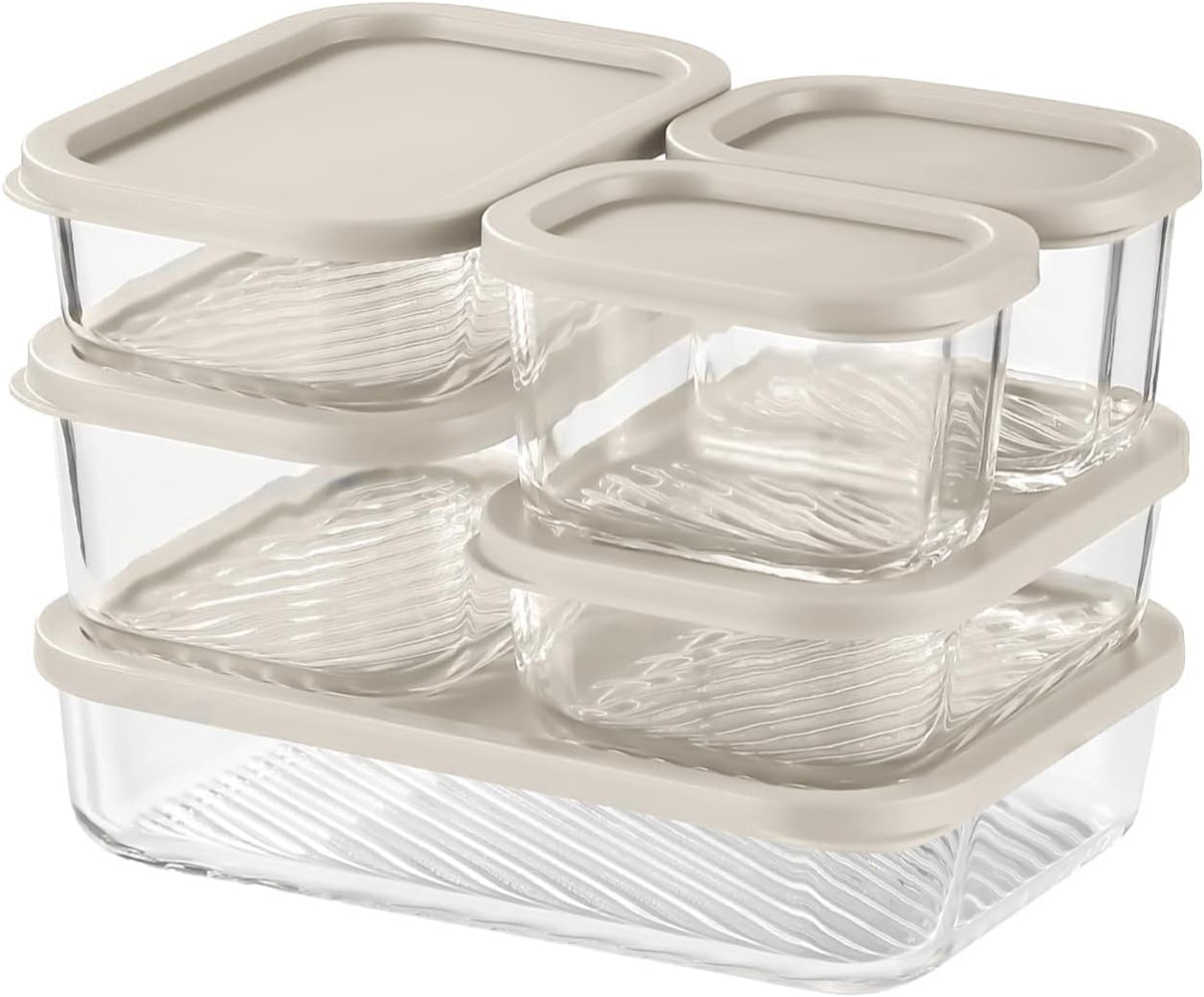 Glass Meal Prep Containers with Grooved Base, 12 Stackable BPA Free Glass Storage Containers with Lids for Lunch, Pantry, and Kitchen - Microwave, Dishwasher Freezer & Oven Safe - Sage