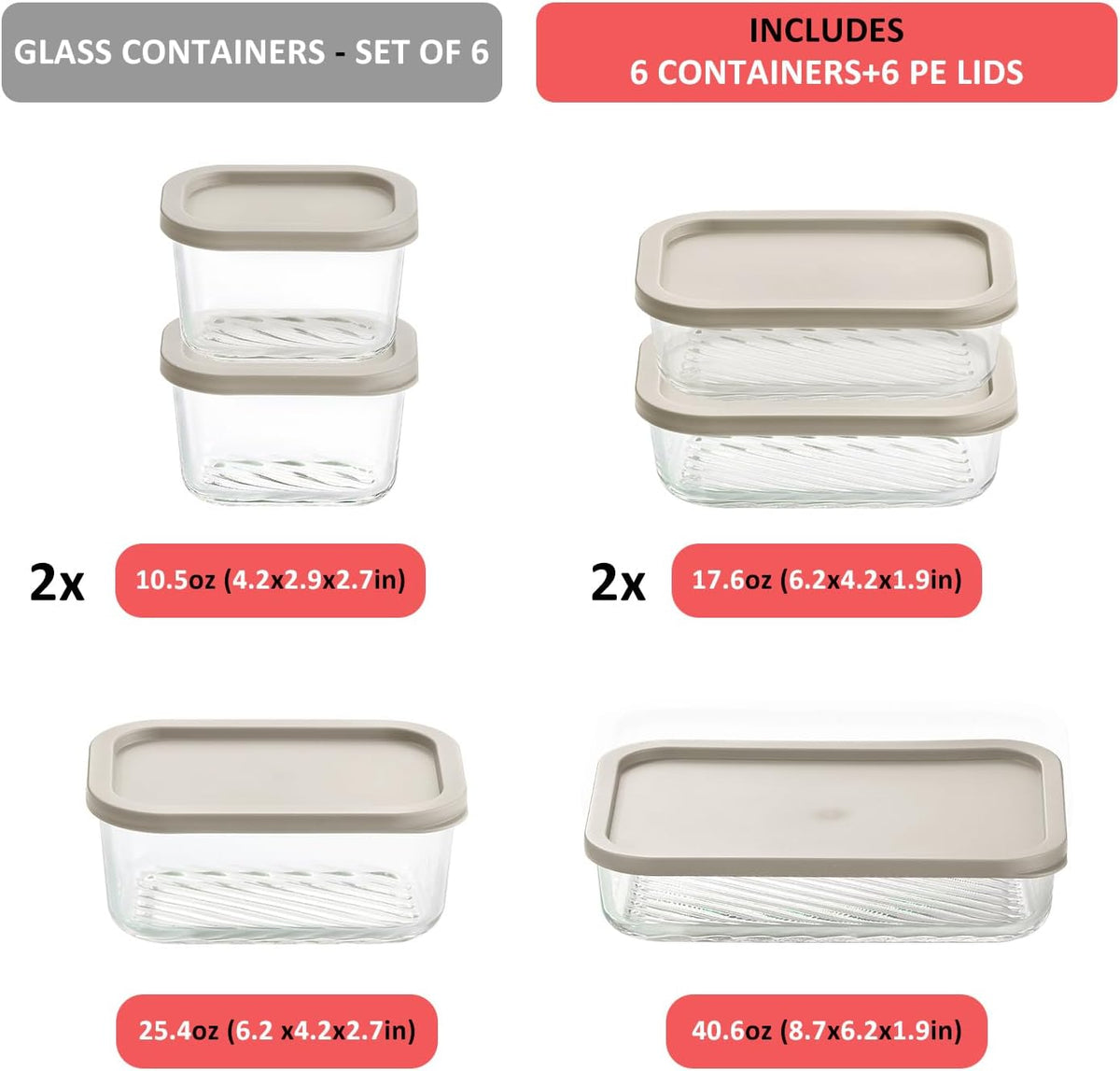 Glass Meal Prep Containers with Grooved Base, 12 Stackable BPA Free Glass Storage Containers with Lids for Lunch, Pantry, and Kitchen - Microwave, Dishwasher Freezer & Oven Safe - Sage