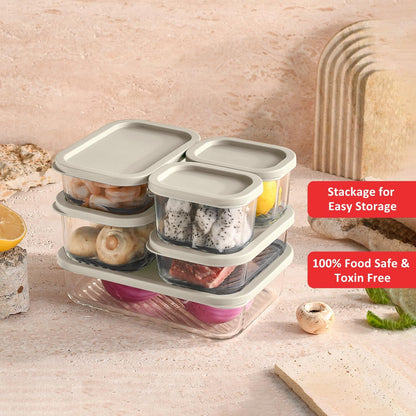 Glass Meal Prep Containers with Grooved Base, 12 Stackable BPA Free Glass Storage Containers with Lids for Lunch, Pantry, and Kitchen - Microwave, Dishwasher Freezer & Oven Safe - Sage