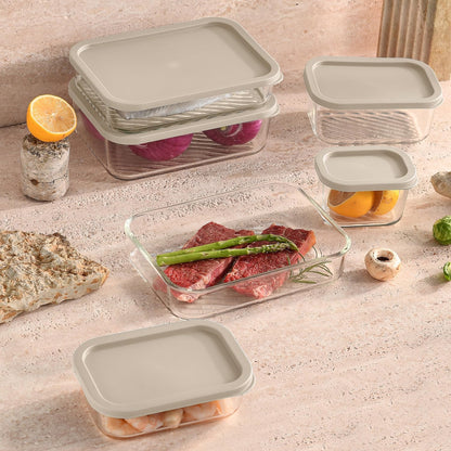 Glass Meal Prep Containers with Grooved Base, 12 Stackable BPA Free Glass Storage Containers with Lids for Lunch, Pantry, and Kitchen - Microwave, Dishwasher Freezer & Oven Safe - Sage