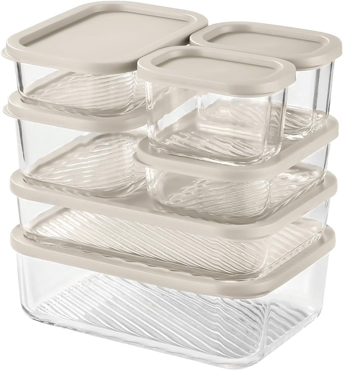 Glass Meal Prep Containers with Grooved Base, 12 Stackable BPA Free Glass Storage Containers with Lids for Lunch, Pantry, and Kitchen - Microwave, Dishwasher Freezer & Oven Safe - Sage