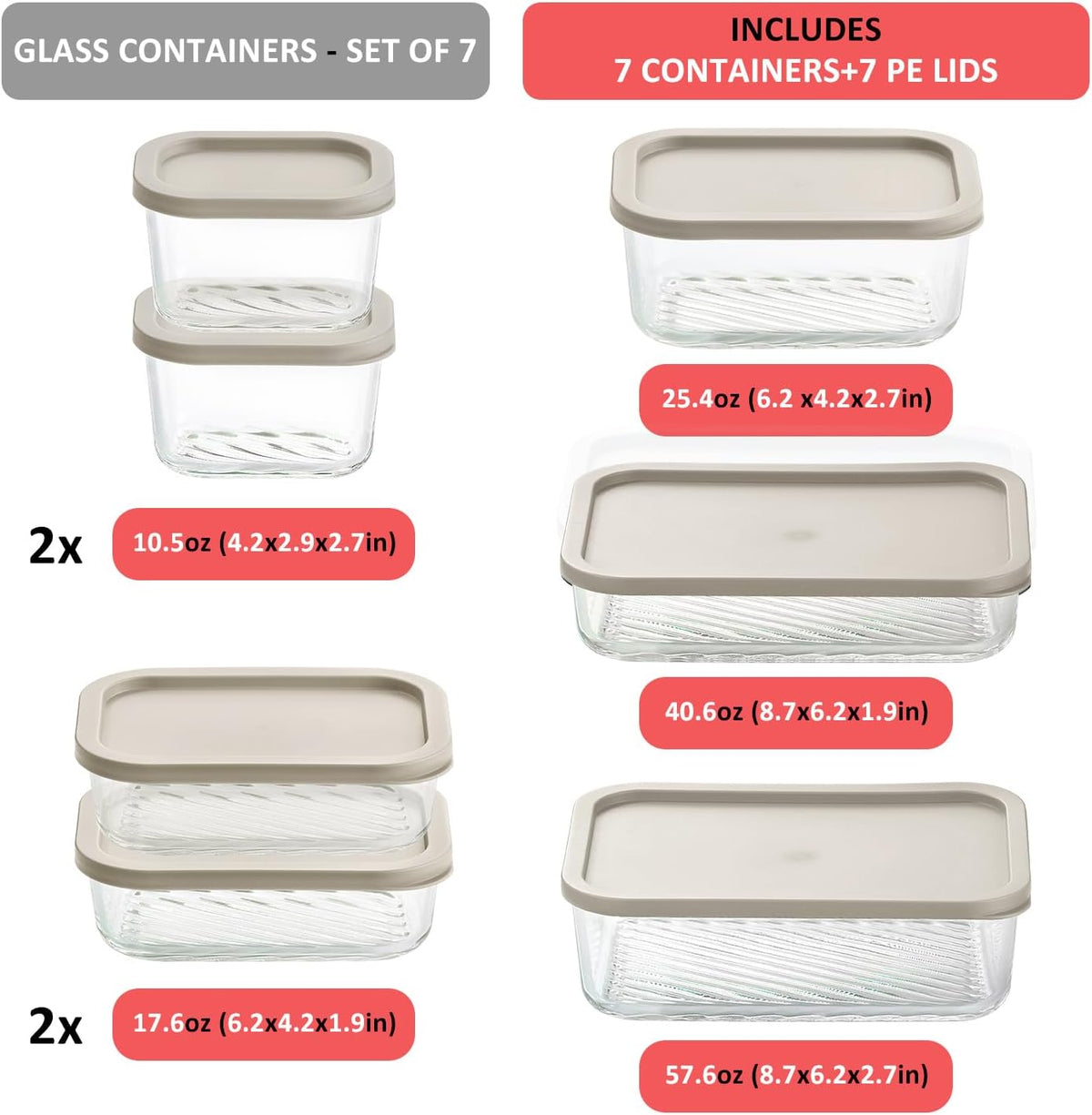 Glass Meal Prep Containers with Grooved Base, 12 Stackable BPA Free Glass Storage Containers with Lids for Lunch, Pantry, and Kitchen - Microwave, Dishwasher Freezer & Oven Safe - Sage