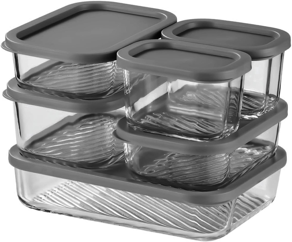 Glass Meal Prep Containers with Grooved Base, 12 Stackable BPA Free Glass Storage Containers with Lids for Lunch, Pantry, and Kitchen - Microwave, Dishwasher Freezer & Oven Safe - Sage