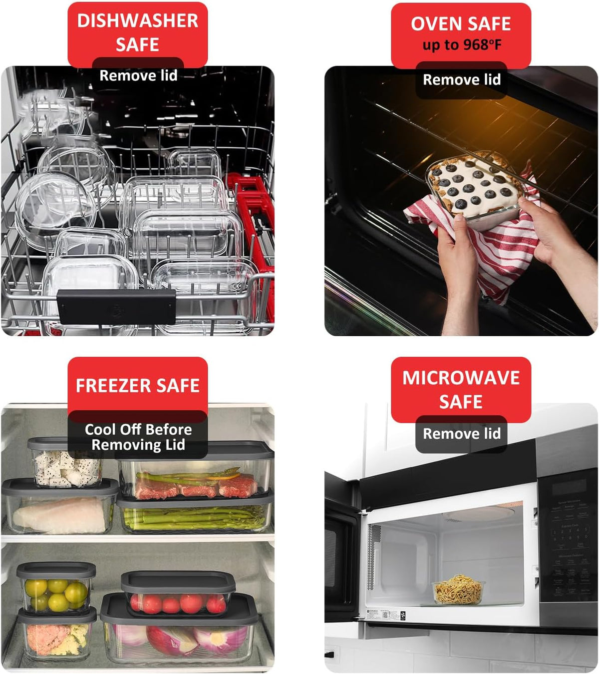 Glass Meal Prep Containers with Grooved Base, 12 Stackable BPA Free Glass Storage Containers with Lids for Lunch, Pantry, and Kitchen - Microwave, Dishwasher Freezer & Oven Safe - Sage