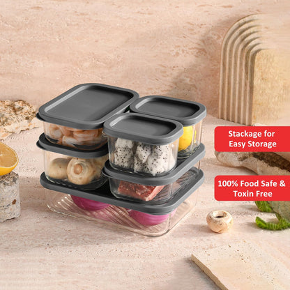 Glass Meal Prep Containers with Grooved Base, 12 Stackable BPA Free Glass Storage Containers with Lids for Lunch, Pantry, and Kitchen - Microwave, Dishwasher Freezer & Oven Safe - Sage