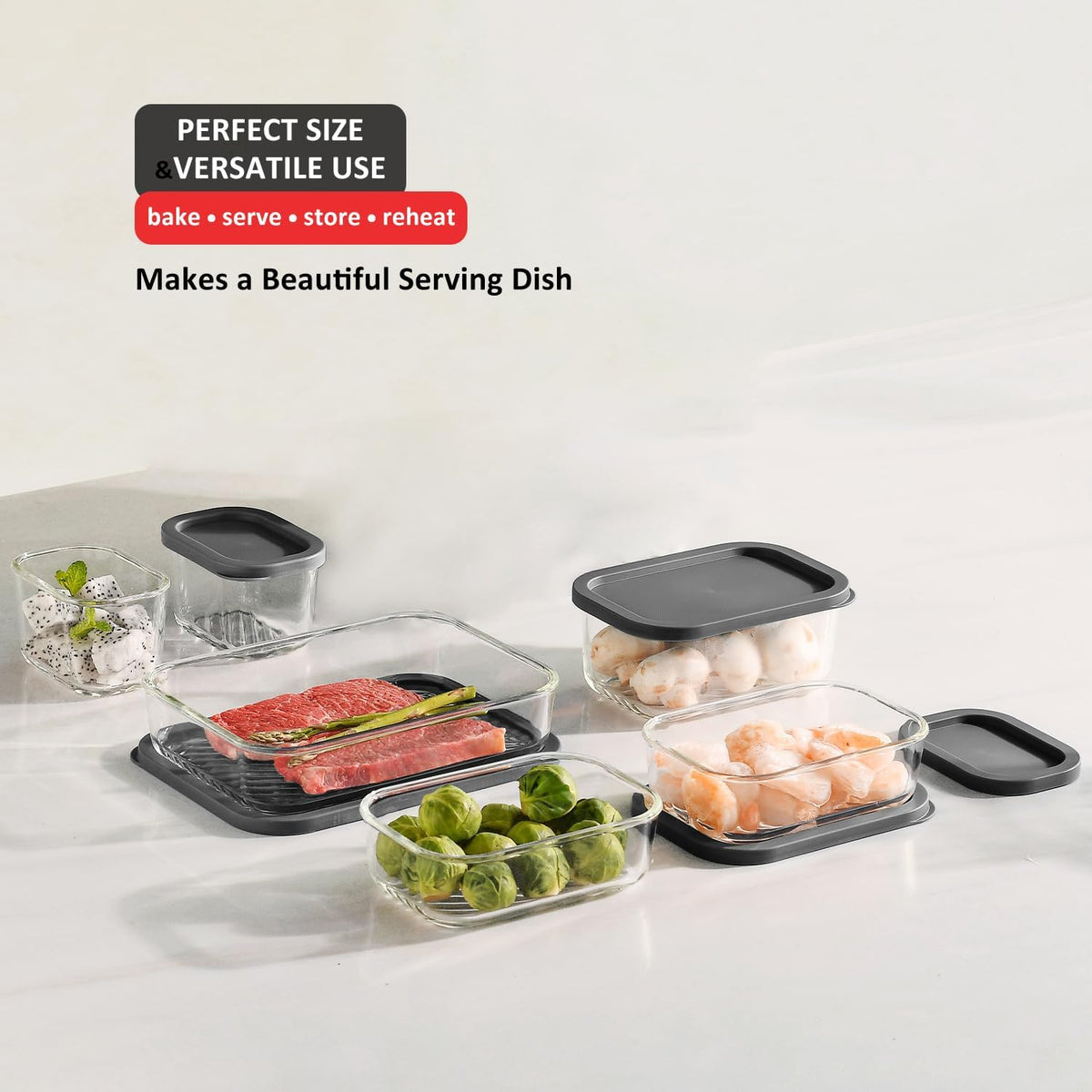 Glass Meal Prep Containers with Grooved Base, 12 Stackable BPA Free Glass Storage Containers with Lids for Lunch, Pantry, and Kitchen - Microwave, Dishwasher Freezer & Oven Safe - Sage