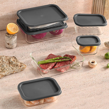 Glass Meal Prep Containers with Grooved Base, 12 Stackable BPA Free Glass Storage Containers with Lids for Lunch, Pantry, and Kitchen - Microwave, Dishwasher Freezer & Oven Safe - Sage