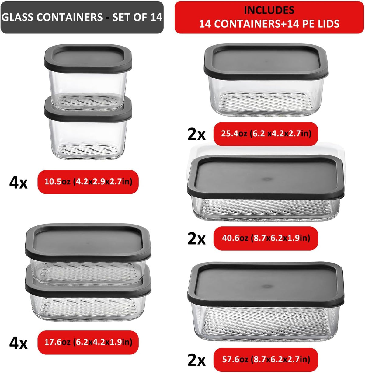 Glass Meal Prep Containers with Grooved Base, 12 Stackable BPA Free Glass Storage Containers with Lids for Lunch, Pantry, and Kitchen - Microwave, Dishwasher Freezer & Oven Safe - Sage