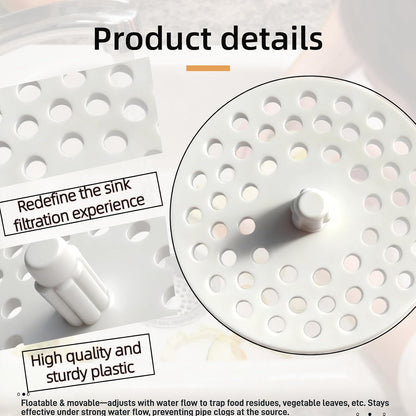 02-4021 White Plastic Disposal Sink Strainer (3.13in) is Suitable for Most Kitchen Drain Pipes, Replaces the Garbage Disposer Plug, and is Easy to Install a Basket Filter for Sink Drain Capture