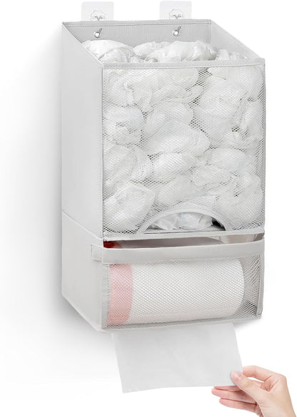 Plastic Bag Holder-Extra Large Bag Saver Dispenser Wall Mount Organizer Grocery Trash Roll Bag Holder Dispenser-Daily Storage Solution for Kitchen/Bathroom/Laundry/in-Home Recycling Bins