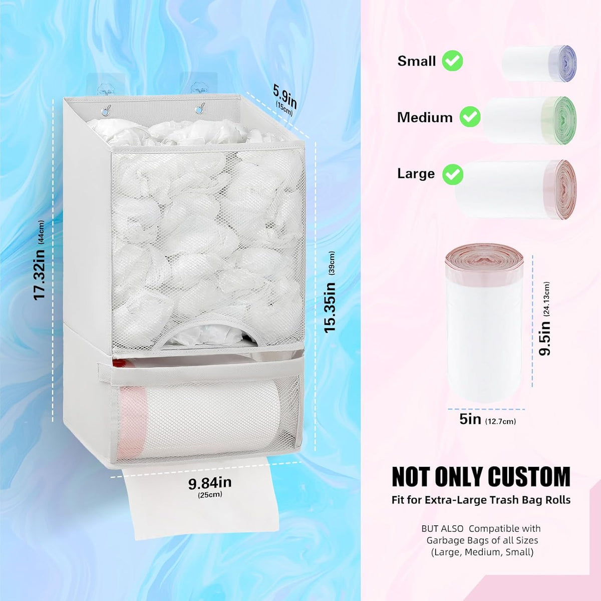 Plastic Bag Holder-Extra Large Bag Saver Dispenser Wall Mount Organizer Grocery Trash Roll Bag Holder Dispenser-Daily Storage Solution for Kitchen/Bathroom/Laundry/in-Home Recycling Bins