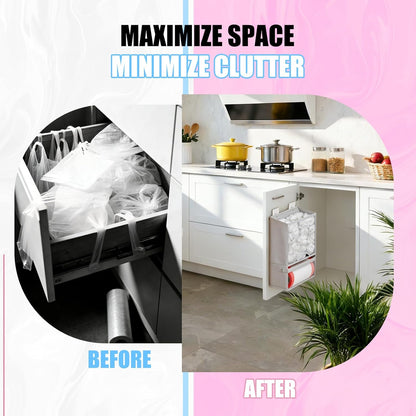 Plastic Bag Holder-Extra Large Bag Saver Dispenser Wall Mount Organizer Grocery Trash Roll Bag Holder Dispenser-Daily Storage Solution for Kitchen/Bathroom/Laundry/in-Home Recycling Bins