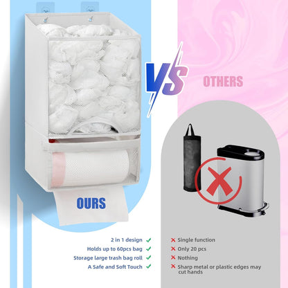 Plastic Bag Holder-Extra Large Bag Saver Dispenser Wall Mount Organizer Grocery Trash Roll Bag Holder Dispenser-Daily Storage Solution for Kitchen/Bathroom/Laundry/in-Home Recycling Bins