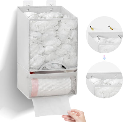 Plastic Bag Holder-Extra Large Bag Saver Dispenser Wall Mount Organizer Grocery Trash Roll Bag Holder Dispenser-Daily Storage Solution for Kitchen/Bathroom/Laundry/in-Home Recycling Bins
