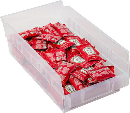 Akro-Mils 30130 Plastic Shelf Bins, Heavy Duty Storage Bins for Garage, Closet, and Drawer Organization, 12" x 6-1/2" x 4", Red, 12-Pack