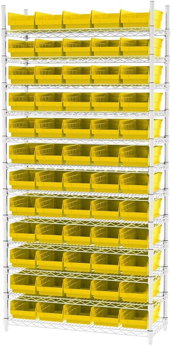Akro-Mils 30130 Plastic Shelf Bins, Heavy Duty Storage Bins for Garage, Closet, and Drawer Organization, 12" x 6-1/2" x 4", Red, 12-Pack