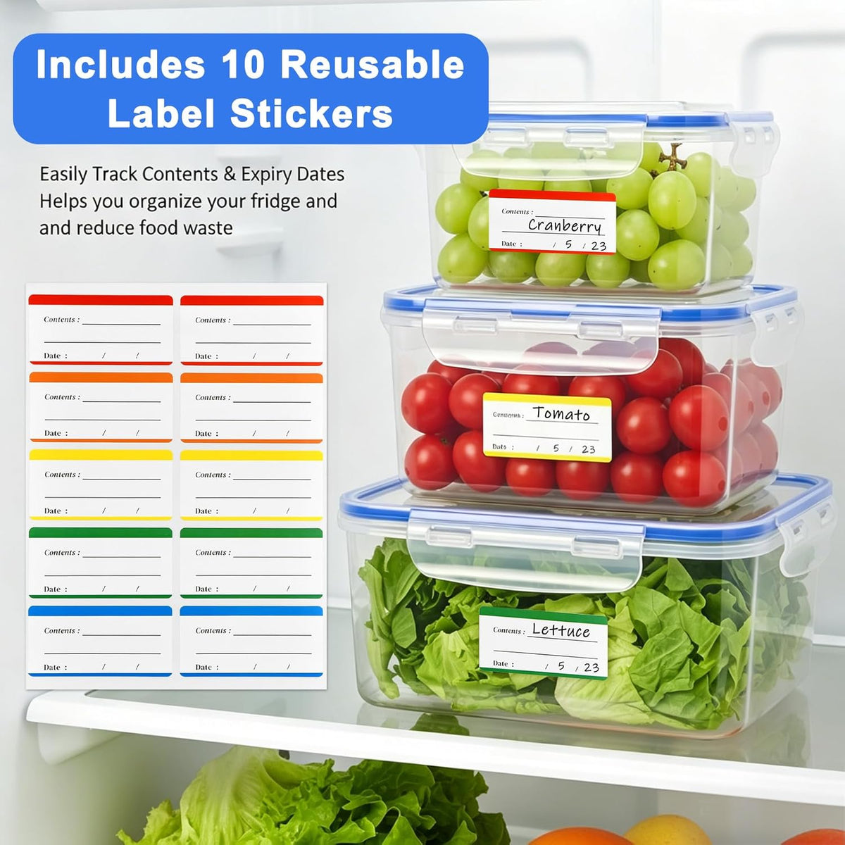 3 Pack Fruit Storage Containers for Fridge with Removable Colander,Airtight Produce Storage Containers with Lids Label Sheets, BPA-Free Berry Keeper for Fruit, Salad, Berry, Fresh(29oz+59oz+112oz)