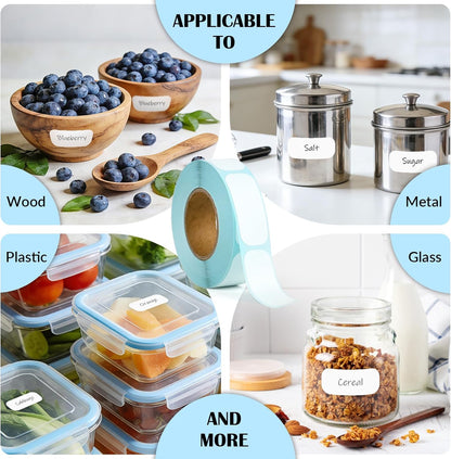 500 pcs Dissolvable Food Labels, 0.75" x 1.75" | BPA-Free Water Dissolving Labels, No Residue, Ideal for Freezer Meal Prep Containers, Glass Jars & Storage Bags