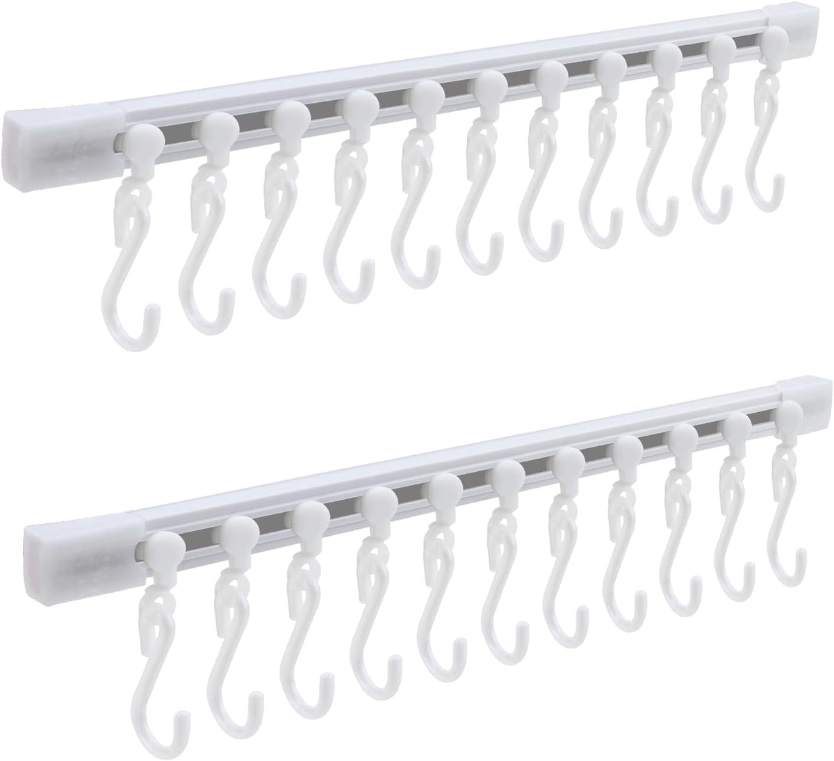 Kitchen Utensil Hanging Rrack - Hooks for Kitchen Utensils, No Drilling Wall Mounted Utensil Holder, Kitchen Rail Rack with 10 Hooks Hanger for Kitchen Bathroom (Pack of 2)