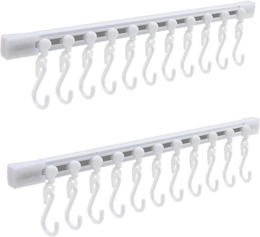 Kitchen Utensil Hanging Rrack - Hooks for Kitchen Utensils, No Drilling Wall Mounted Utensil Holder, Kitchen Rail Rack with 10 Hooks Hanger for Kitchen Bathroom (Pack of 2)