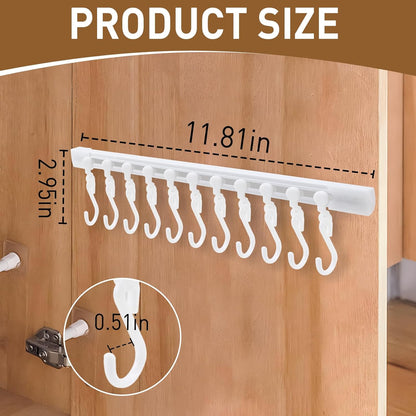 Kitchen Utensil Hanging Rrack - Hooks for Kitchen Utensils, No Drilling Wall Mounted Utensil Holder, Kitchen Rail Rack with 10 Hooks Hanger for Kitchen Bathroom (Pack of 2)