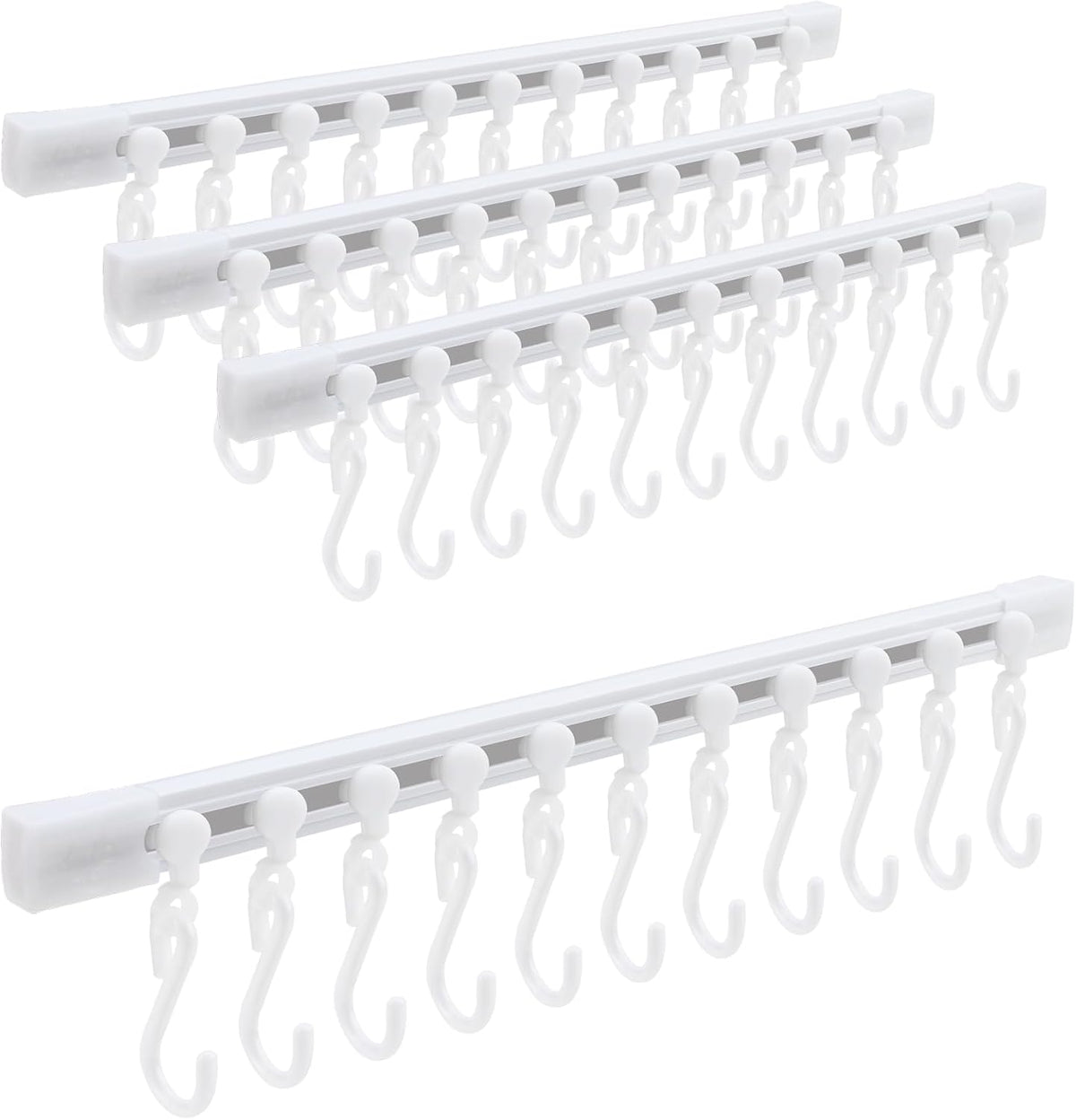Kitchen Utensil Hanging Rrack - Hooks for Kitchen Utensils, No Drilling Wall Mounted Utensil Holder, Kitchen Rail Rack with 10 Hooks Hanger for Kitchen Bathroom (Pack of 2)