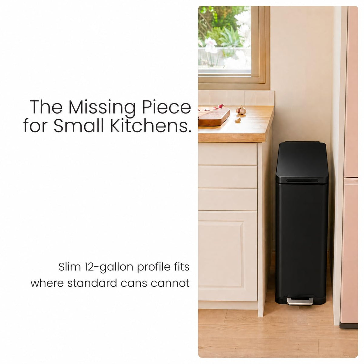 12 Gallon Kitchen Trash Can with Slim Fit Design