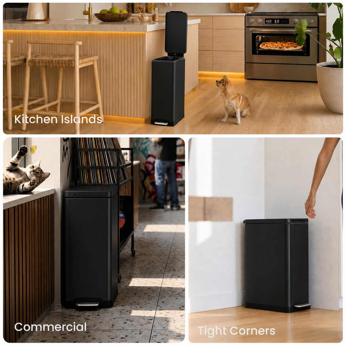 12 Gallon Kitchen Trash Can with Slim Fit Design