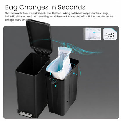 12 Gallon Kitchen Trash Can with Slim Fit Design