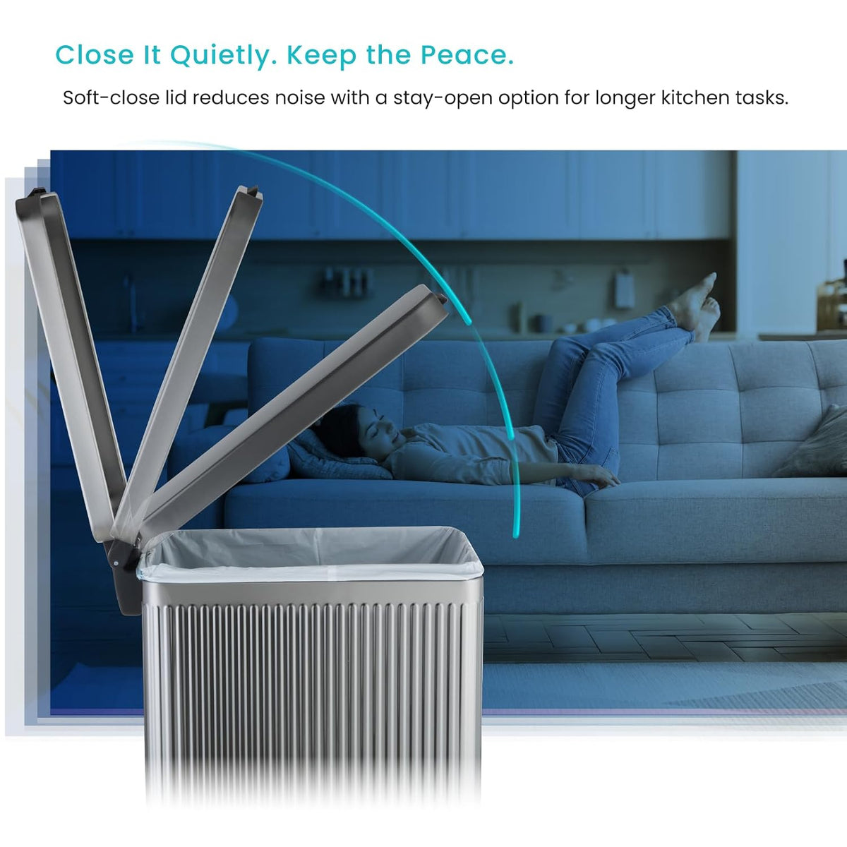 12 Gallon Kitchen Trash Can with Slim Fit Design