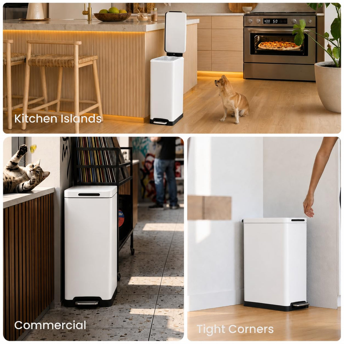 12 Gallon Kitchen Trash Can with Slim Fit Design