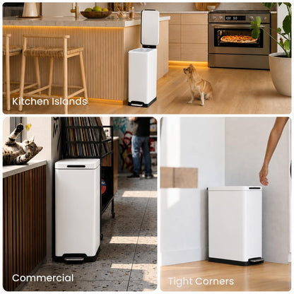 12 Gallon Kitchen Trash Can with Slim Fit Design