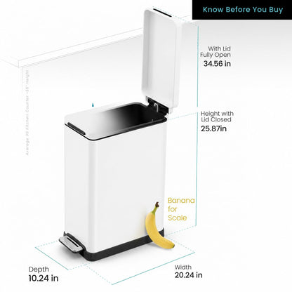 12 Gallon Kitchen Trash Can with Slim Fit Design