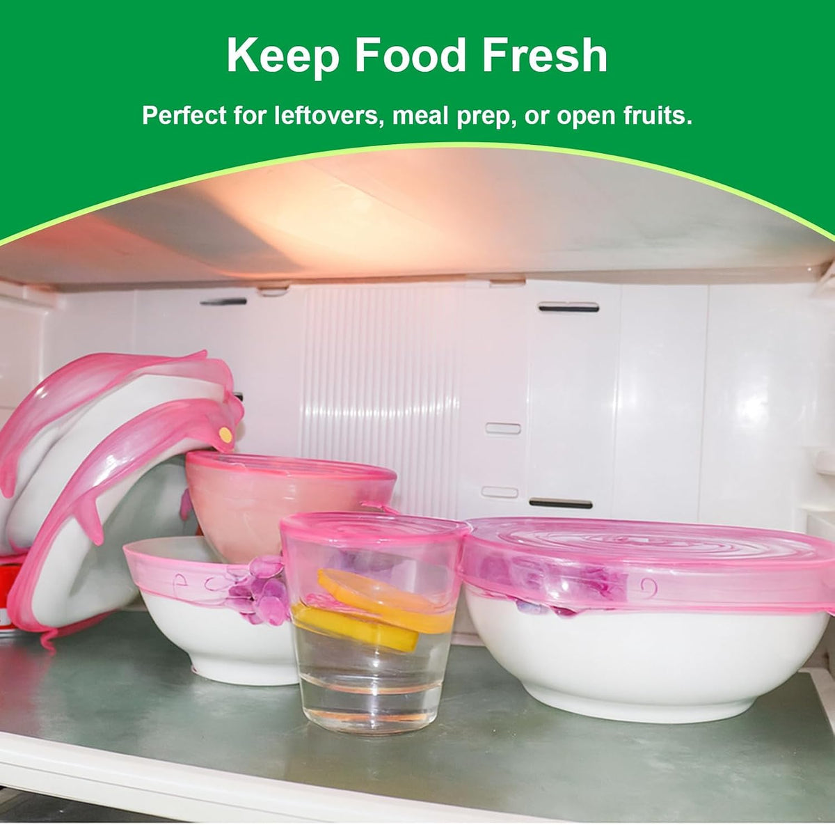Silicone Stretch Lids – 6 Pack Reusable Food Covers,Flexible Silicone for Bowls, Containers, Fruits – Airtight & Leakproof Seal for Kitchen Storage(blue)