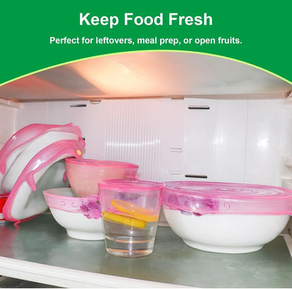 Silicone Stretch Lids – 6 Pack Reusable Food Covers,Flexible Silicone for Bowls, Containers, Fruits – Airtight & Leakproof Seal for Kitchen Storage(blue)