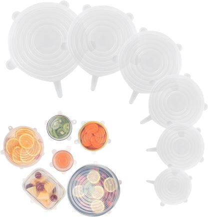 Silicone Stretch Lids – 6 Pack Reusable Food Covers,Flexible Silicone for Bowls, Containers, Fruits – Airtight & Leakproof Seal for Kitchen Storage(blue)