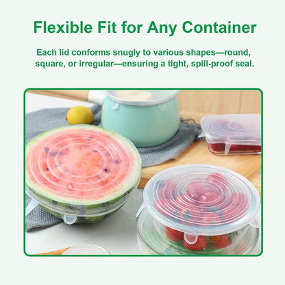 Silicone Stretch Lids – 6 Pack Reusable Food Covers,Flexible Silicone for Bowls, Containers, Fruits – Airtight & Leakproof Seal for Kitchen Storage(blue)