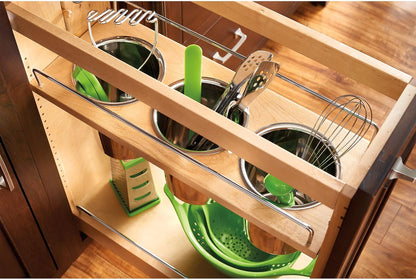 Pullout Organizer w/Soft-Close, Min Cabinet Opening 5.5" W | 5" W Slide Out Pantry Spice or Utensil Storage Rack w/BLUM Soft-Close & Adjustable Shelves for Base Cabinet, 448UT-BCSC-5C