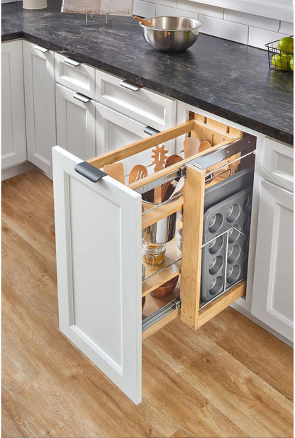 Pullout Organizer w/Soft-Close, Min Cabinet Opening 5.5" W | 5" W Slide Out Pantry Spice or Utensil Storage Rack w/BLUM Soft-Close & Adjustable Shelves for Base Cabinet, 448UT-BCSC-5C
