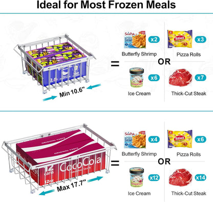 Deep Freezer Organizer Bins - Stackable Freezer Organizer Bins | 4 Pack For 10 to 20 Cu. Ft Chest Freezers, Wire Baskets for Frozen Food, Easy Food Access and Restocking, Black