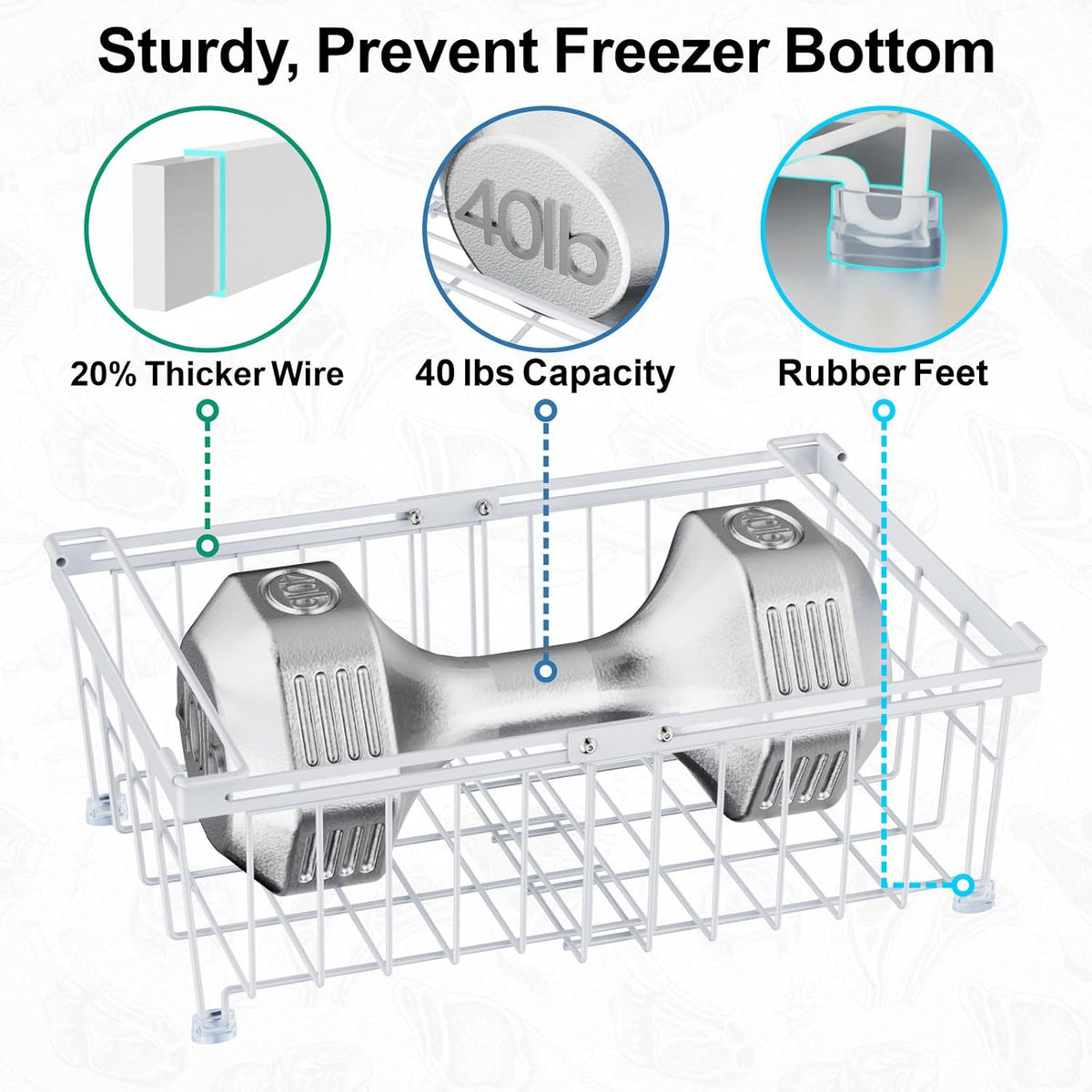 Deep Freezer Organizer Bins - Stackable Freezer Organizer Bins | 4 Pack For 10 to 20 Cu. Ft Chest Freezers, Wire Baskets for Frozen Food, Easy Food Access and Restocking, Black