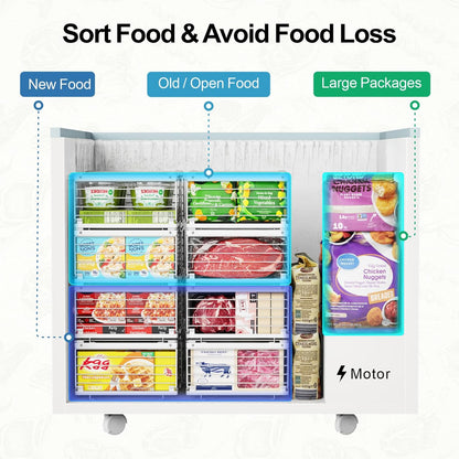 Deep Freezer Organizer Bins - Stackable Freezer Organizer Bins | 4 Pack For 10 to 20 Cu. Ft Chest Freezers, Wire Baskets for Frozen Food, Easy Food Access and Restocking, Black