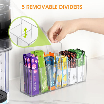 Drink Packet Organizer, Mountable Water Packet Organization Holder with Adhesive & Magnetic Sticker, Pantry Organizers Kitchen Storage for Countertop Table Fridge Cabinet