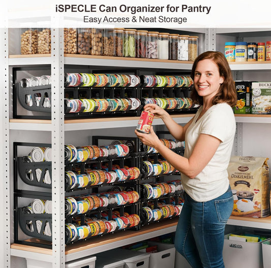 Can Organizer for Pantry - Auto-Rolling, Expands to Hold 60 Cans