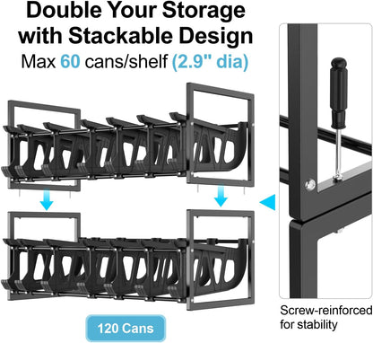Can Organizer for Pantry - Auto-Rolling, Expands to Hold 60 Cans