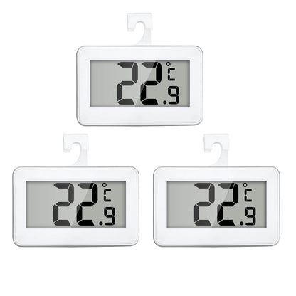 Refrigerator Thermometer Digital, Fridge Freezer Thermometer with Large LCD Display, Magnetic Freezer Temperature Gauge with ℃/℉ Switch for Kitchen, Home, Room, 3 Pack - White